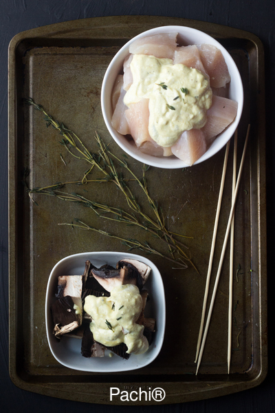 Chicken Kabobs w/ Cashew Sauce