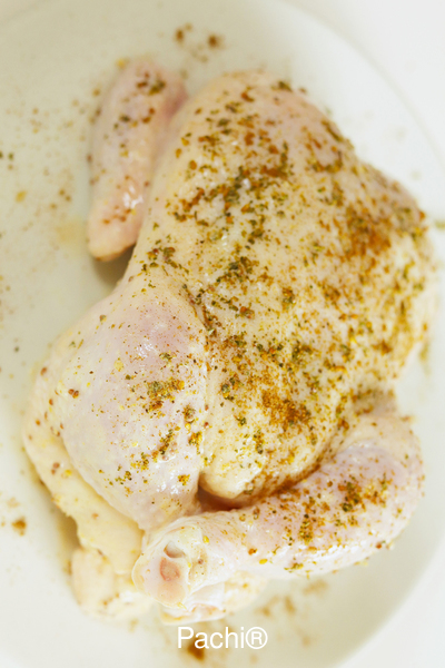 Baked chicken (removing skin after baking) with Creamy Light Chimichurri (2nd edition)