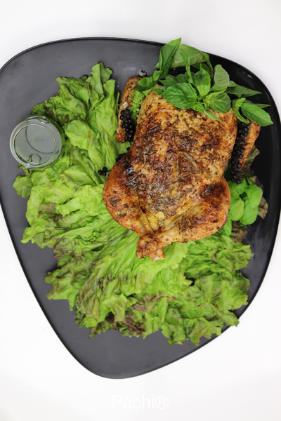 Baked chicken (removing skin after baking) with Creamy Light Chimichurri (2nd edition)