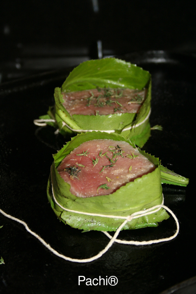 Tenderloin Steaks Wrapped in Herbs