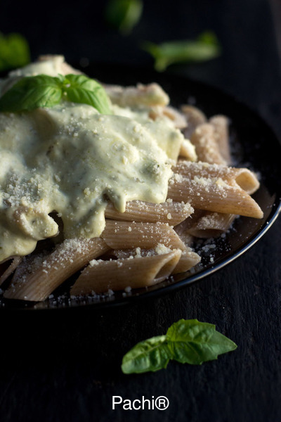 Whole Wheat Pasta with Basil Sauce