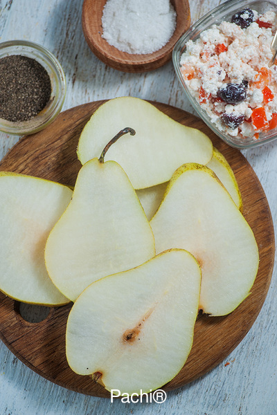 Goat Cheese, Oregano & Tomato Spread with Pears
