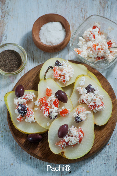 Goat Cheese, Oregano & Tomato Spread with Pears