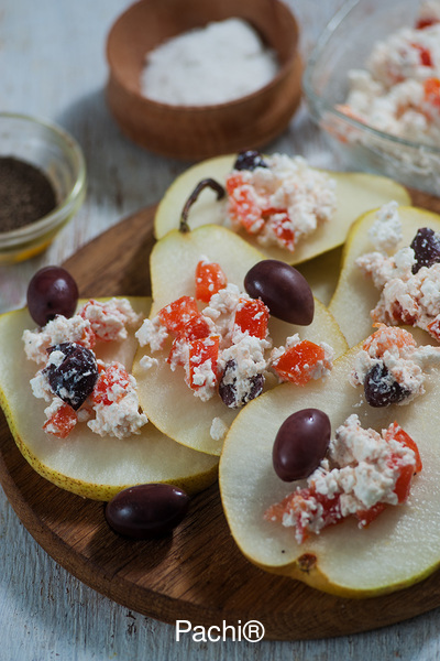 Goat Cheese, Oregano & Tomato Spread with Pears