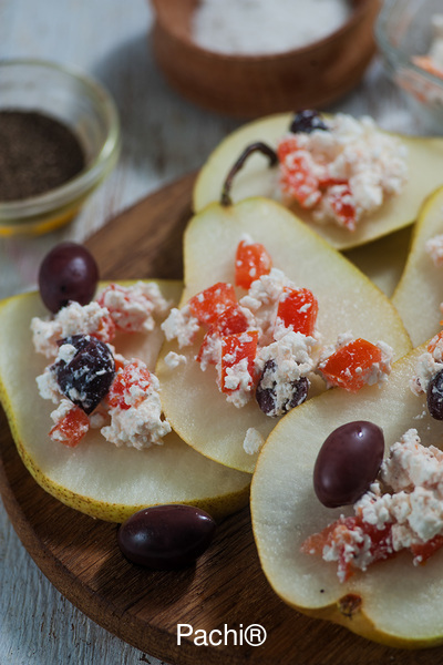 Goat Cheese, Oregano & Tomato Spread with Pears