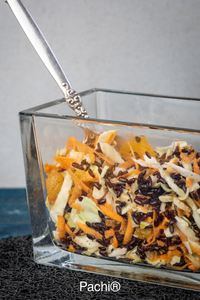 Cabbage Apricot/ raisin curry. nut side and salad