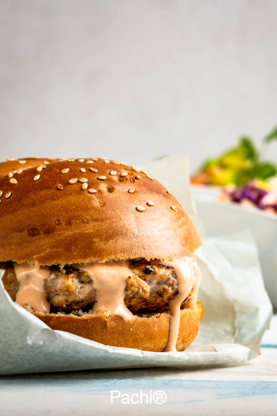 Chicken burgers with chipotle cole slaw